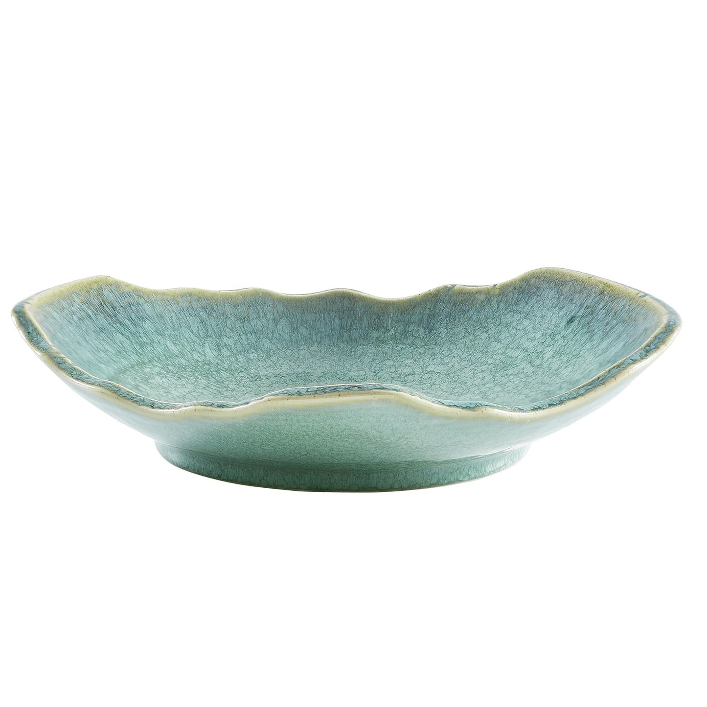 VOMANA Large Ceramic Decorative Bowl, 12" Green Reactive Glaze Centerpiece Bowl, Modern Coffee Table Decor, Entryway Catchall Key Bowl, Decorative Fruit Bowl for Dining Table Living Room (12'')