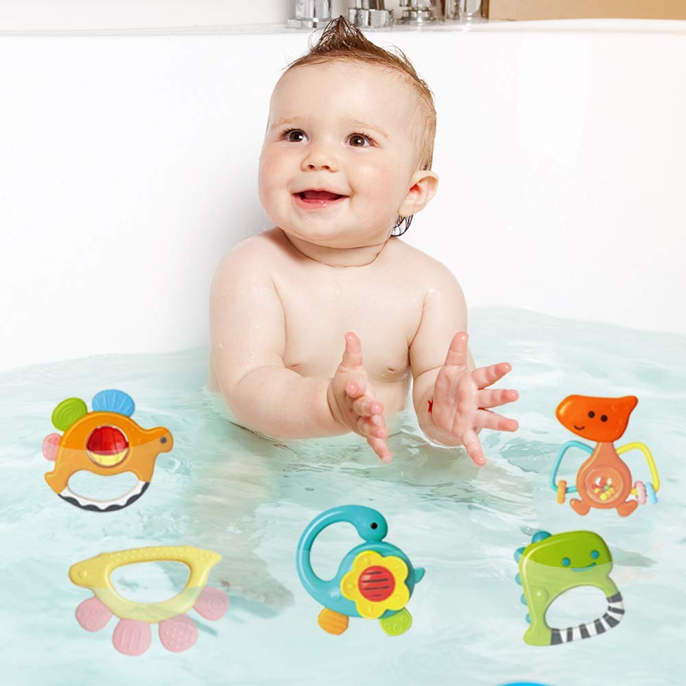Yiosion Baby Rattles Sets Teether, Shaker, Grab and Spin Rattle, Musical Toy Set, Early Educational Toys Gifts for 3, 6, 9, 12 Month Baby Infant, Newborn