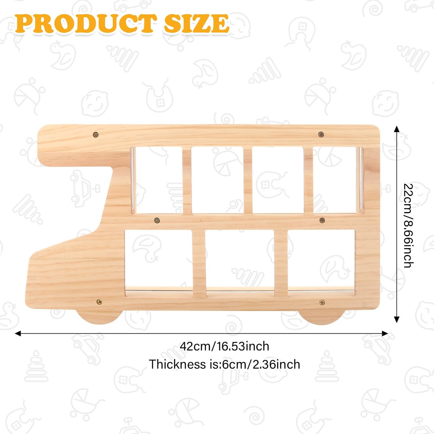 RZYLKA Car for Tonies Box Figures Characters Organizer Storage Shelf Wall Mounted, Bus Wooden Magnetic Floating Shelves for Tonies Characters, Display Collection 15~25 Characters