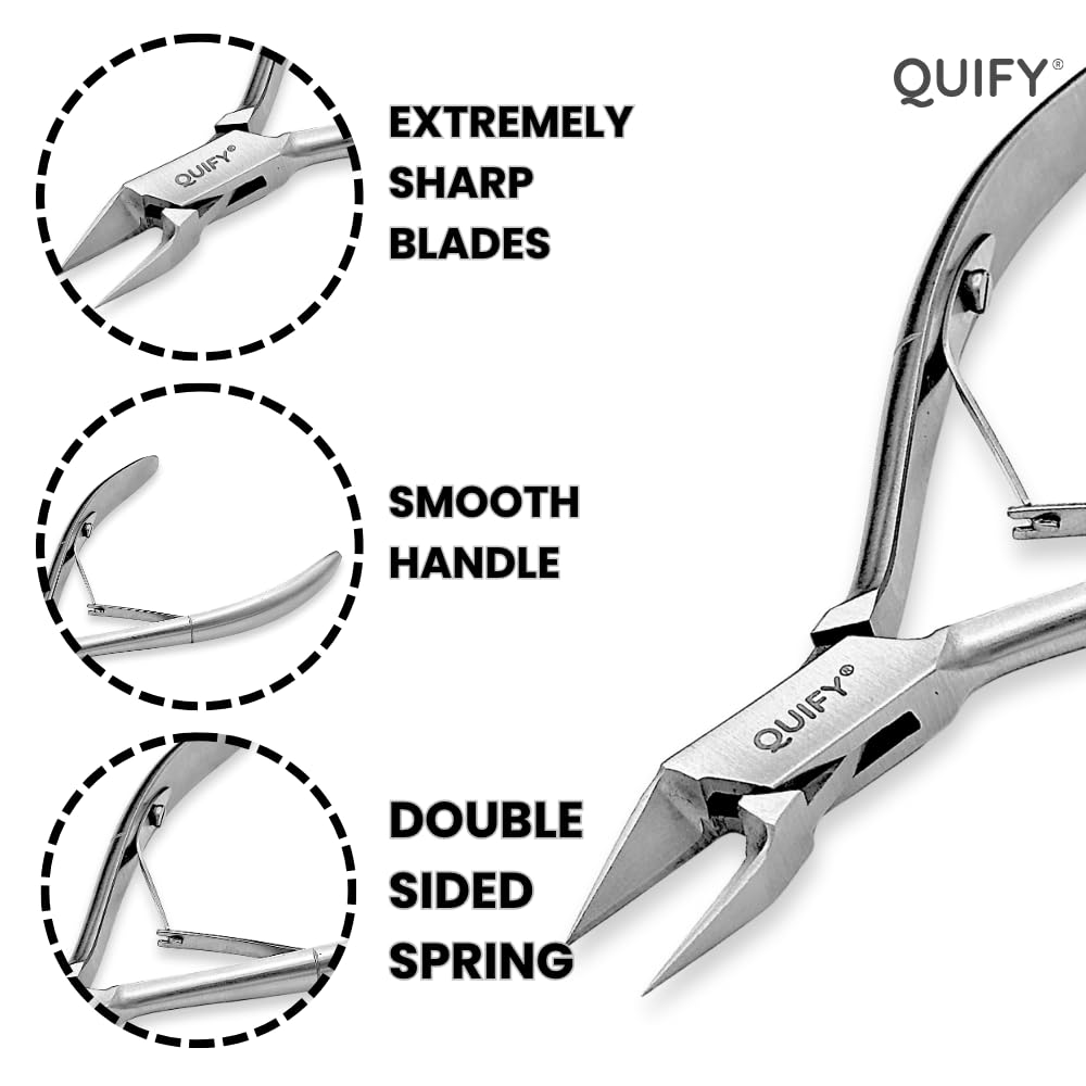 QUIFY Side Nail Clippers Straight Blade for Thick Toenails, Nail Clippers for Thick and Ingrown Nails - Professional Quality Stainless Steel Toe Nail Tools - Side Nail Cutter - Arrow Point - 5"