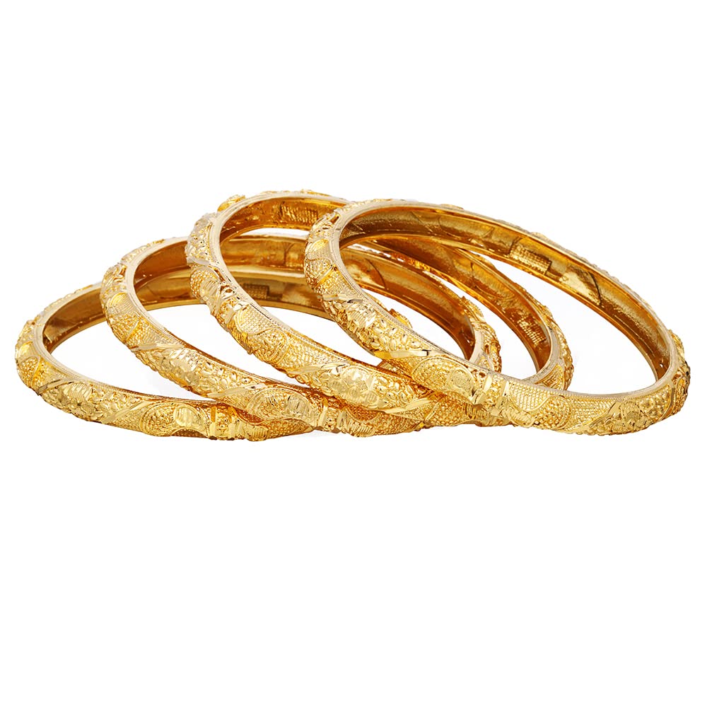 Ethlyn Large Sized Wrist Women Bracelets 2.7inch 18K Gold Plated Fixed Big Size Wrist Bangles Sets (4pcs /lot) (B213A)