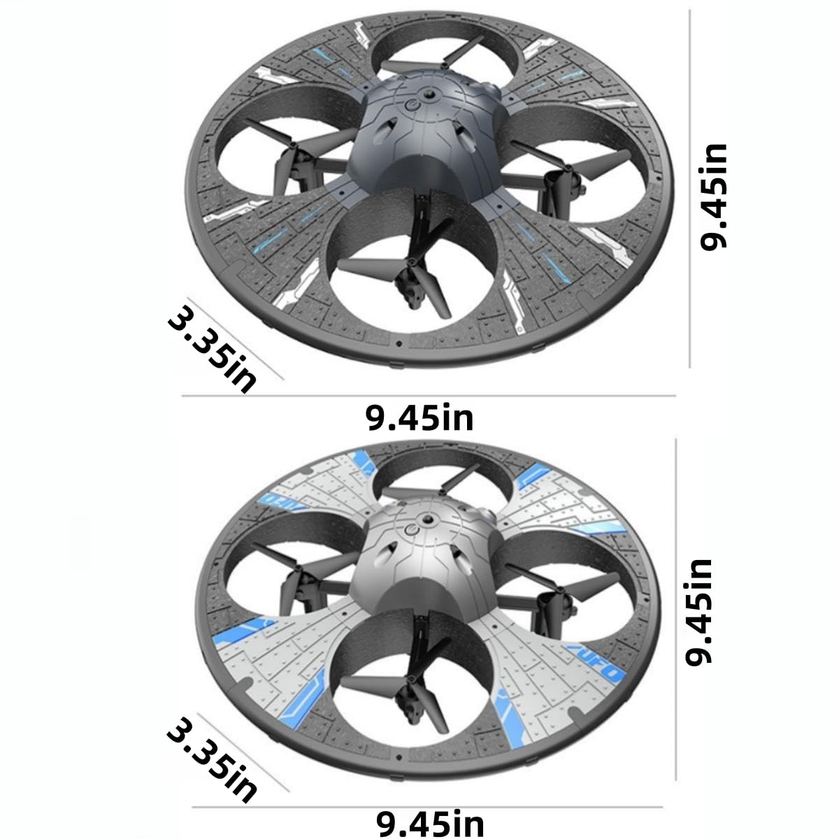 Round Foam RC UFO Drone with Camera, Multi-Color LED Lights (Color Switching), 360° Flips, Speed Adjustment, Beginner-Friendly FPV Quadcopter Airplane (Black)