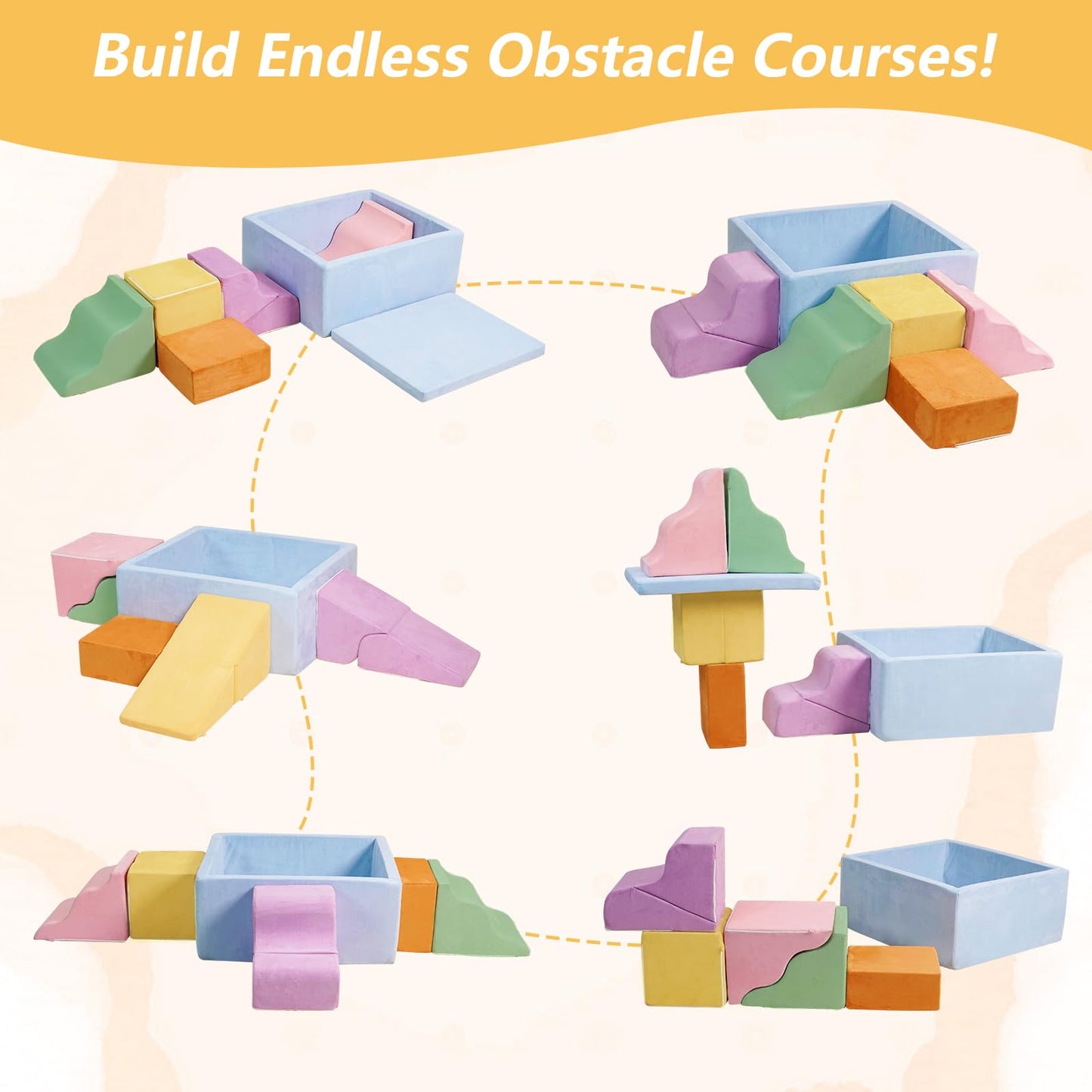 STAOLENE Climbing Toys for Toddlers, 7-Piece Foam Climbing Blocks with Ball Pit, Indoor Soft Play Set for Baby & Toddlers to Crawl, Climb, Motor Skills Development (Balls Not Included)
