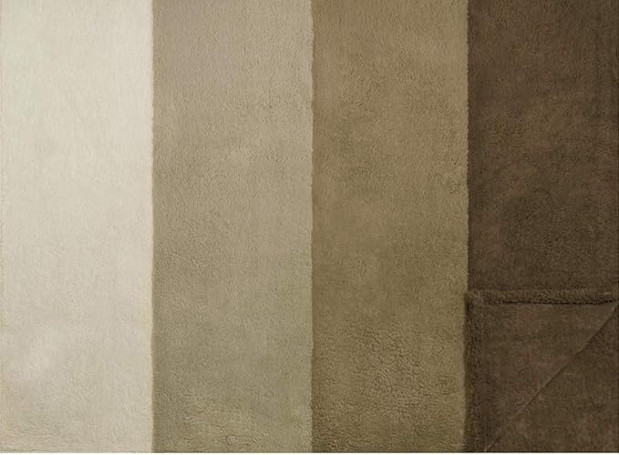 PAVILIA Fluffy Sherpa Throw Blanket Ombre | Gradient Plush, Soft, Fuzzy, Decorative Accent Throw Blanket for Couch Sofa Bed | Cozy Warm Decorative Furry Faux Fur Blanket, 50x60 Inches Taupe
