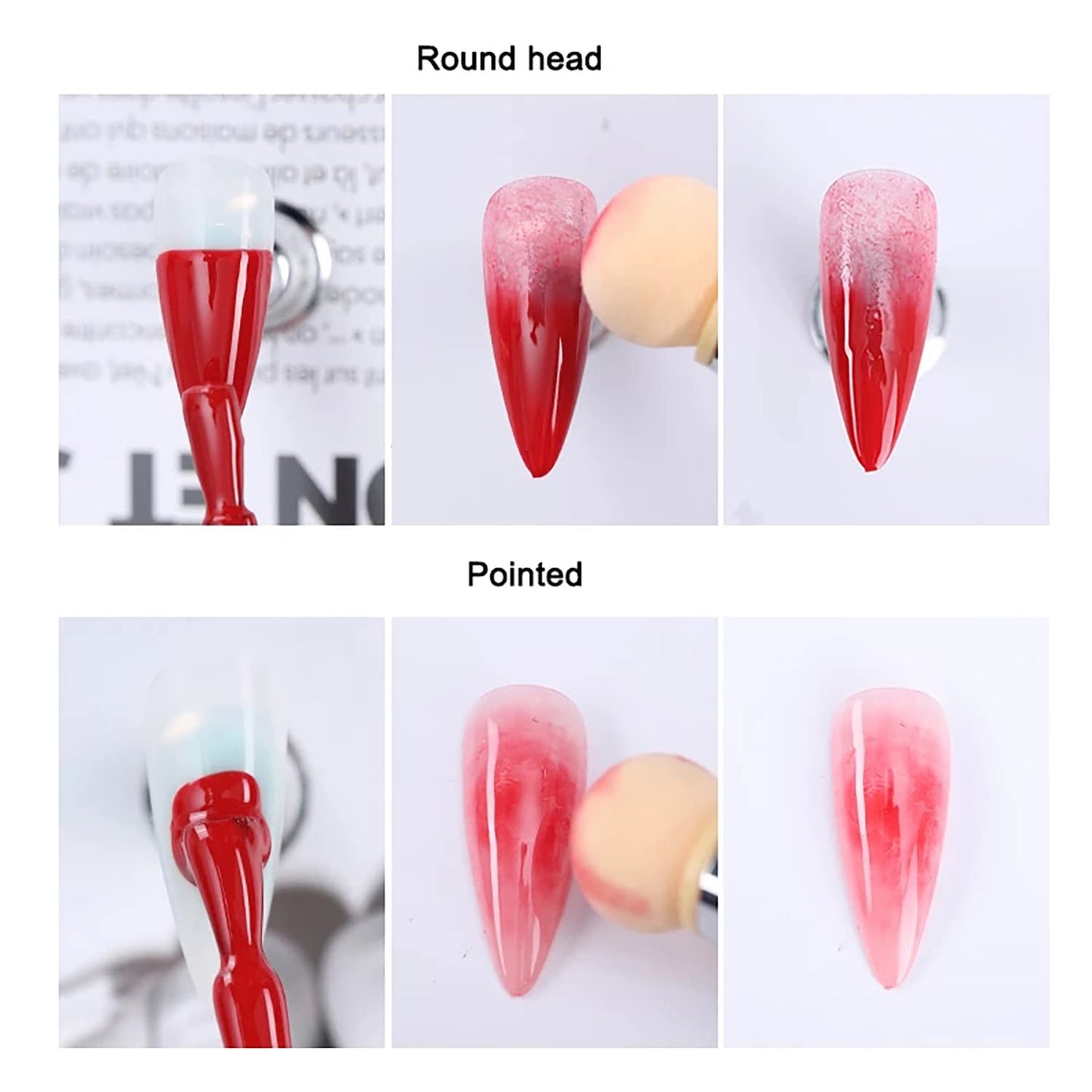 SILPECWEE 4pcs Ombre Nail Brush Nail Sponge Pen Ombre Brush for Gel Nails Acrylic Nail Art Brushes Fan Nail Pen Nail Brushes for Nail Art Design Tools with 4pcs Replaceable Sponge Head