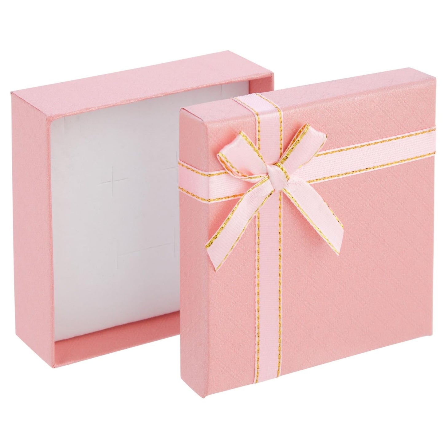 Bright Creations Cardboard Jewelry Gift Box Set - Bulk Gift Boxes with Lids & Ribbon Bows - Packaging for Rings & Necklaces - Earring Case & Bracelet Cases - Pack of 12, 3.5 x 3.5 x 1 in, 4 Colors