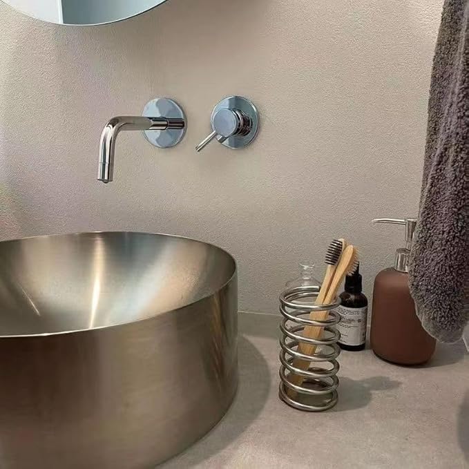 Toothbrush Holders Spring Shape Stainless Steel Pen Holder Bathroom Tabletop Makeup Brush Organizer Toothbrush Stand