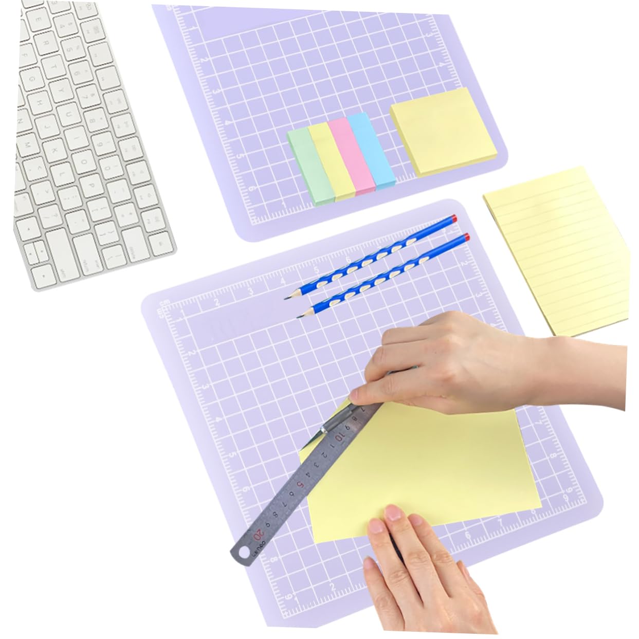 ARTIBETTER 3pcs PVC Cutting Mat Translucent Grip Fabric Quilting Cut Mat Durable Non Slip Square Cutting Mat Pad for Scrapbooking Sewing 6x6cm 8x8cm 10x10cm