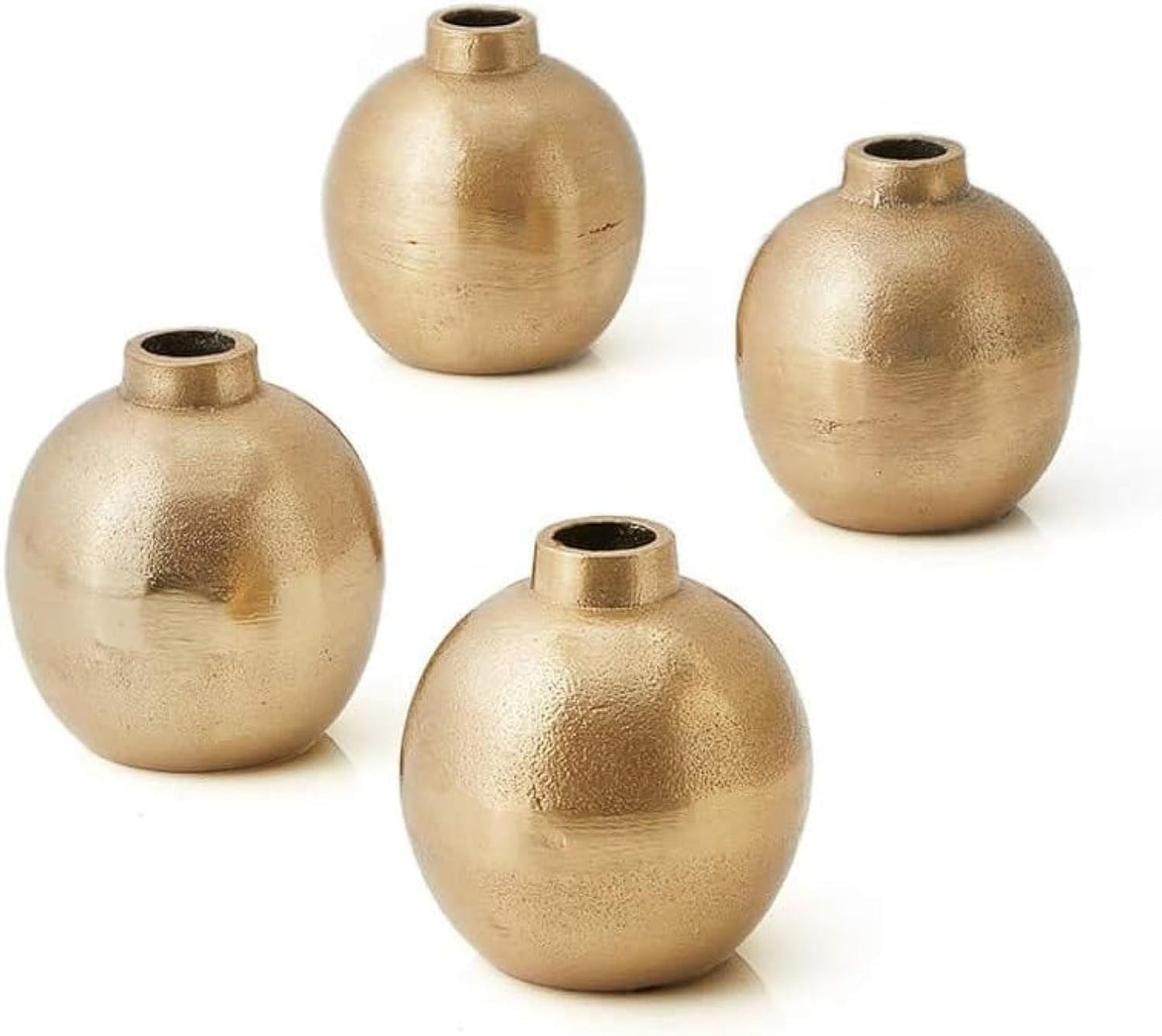 Serene Spaces Living Gold Floral Ball Bud Vases, Small Decorative Flower Vases for Wedding Centerpieces, Party Tables, Dining, Coffee Table & Fall Home Decor, 3.5" Tall x 3" Diameter, Set of 24