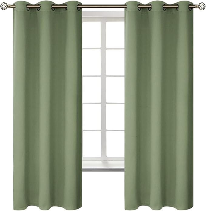 BGment Grass Green Black Out Curtains 63 Inch Long for Bedroom - Spring Style Room Decor Thermal Insulated Grommet Minimalist Window Treatments Drapes, 2 Panels, 42 x 63 Inch