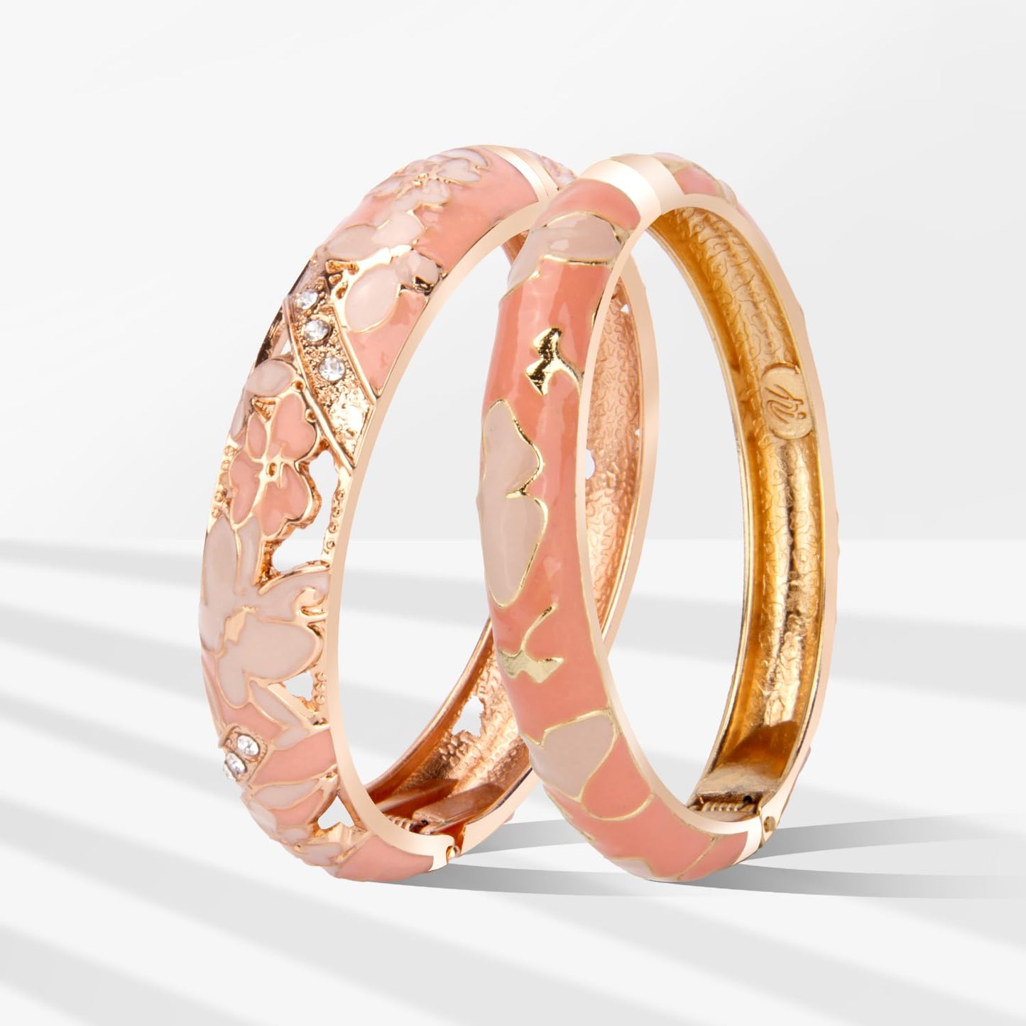 wynameleri Vintage Jewelry Cloisonne Handcrafted Enameled Gorgeous Rhinestone Flower Gold Hinged Cuff Bracelet Bangles Gifts 88C07-55A45 pink