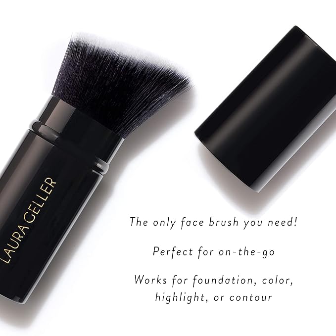LAURA GELLER NEW YORK Baked Blush-n-Bronze 2-in-1 Bronzer Blush, Ginger Bronze - Retractable Angled Kabuki Brush
