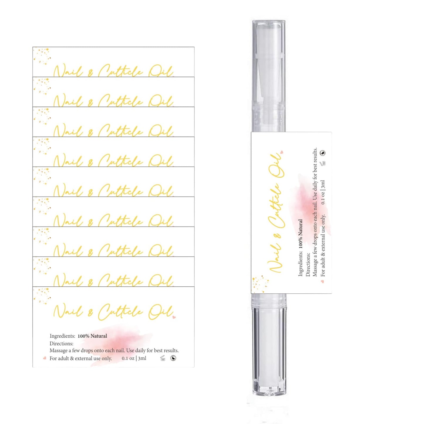 Empty Cuticle Oil Pen Label Sticker Nails Aftercare 3D Acrylic Sign Advice for Nail Room Decor