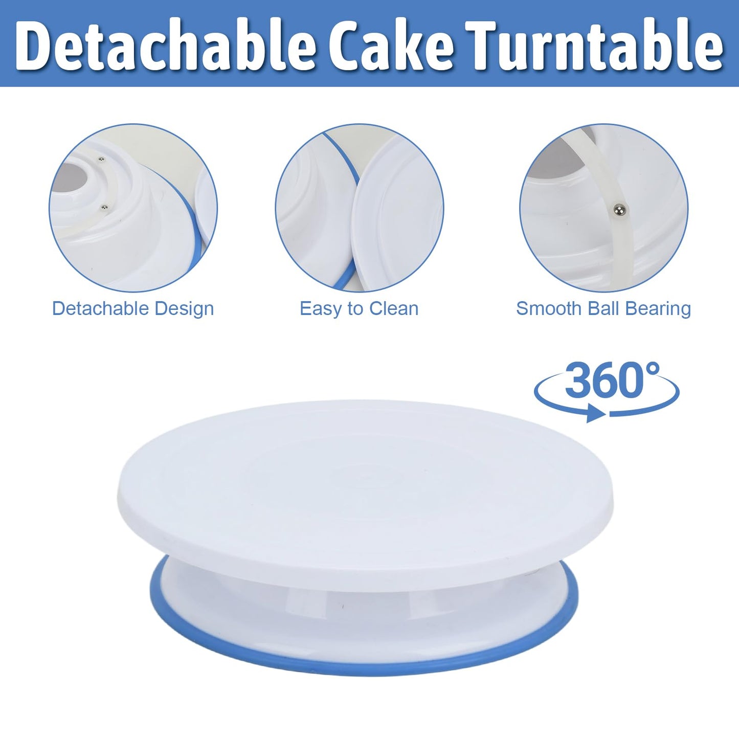 103pcs Cake Decorating Kit, Cake Decoration Tools with Cake Stand Turntable, 2 Frosting Spatulas, 48+5 Icing Tips, 20+1 Piping Bags, 12 Silicone Muffin cups, Cake Baking Supplies