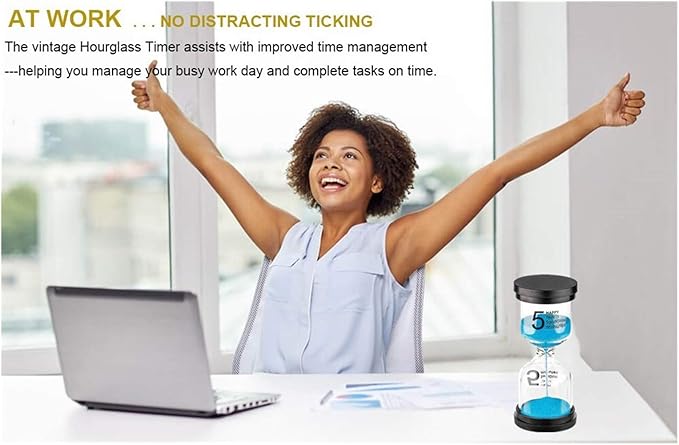 Sand Hourglass Timer 5 Minutes: Plastic Large Blue Sand Clock 5 Min, Colorful Hour Glass Sandglass Timer for Kids, Games, Classroom, Kitchen, Decorative