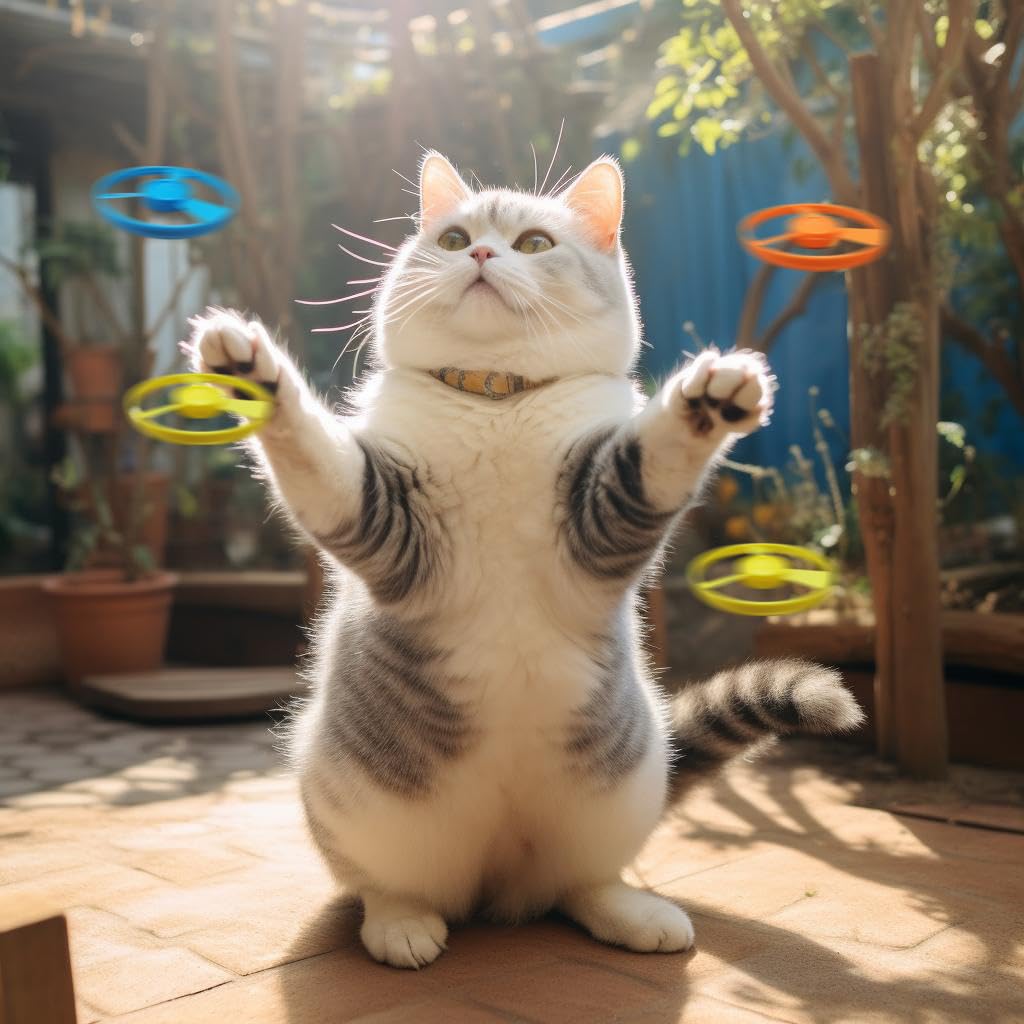 Svemei Cat Fetch Toy, Interactive Flying Cat Toy with 20 Propellers,Kitten Tracks Toy for Training Hunting Chasing(only Flying Propellers)