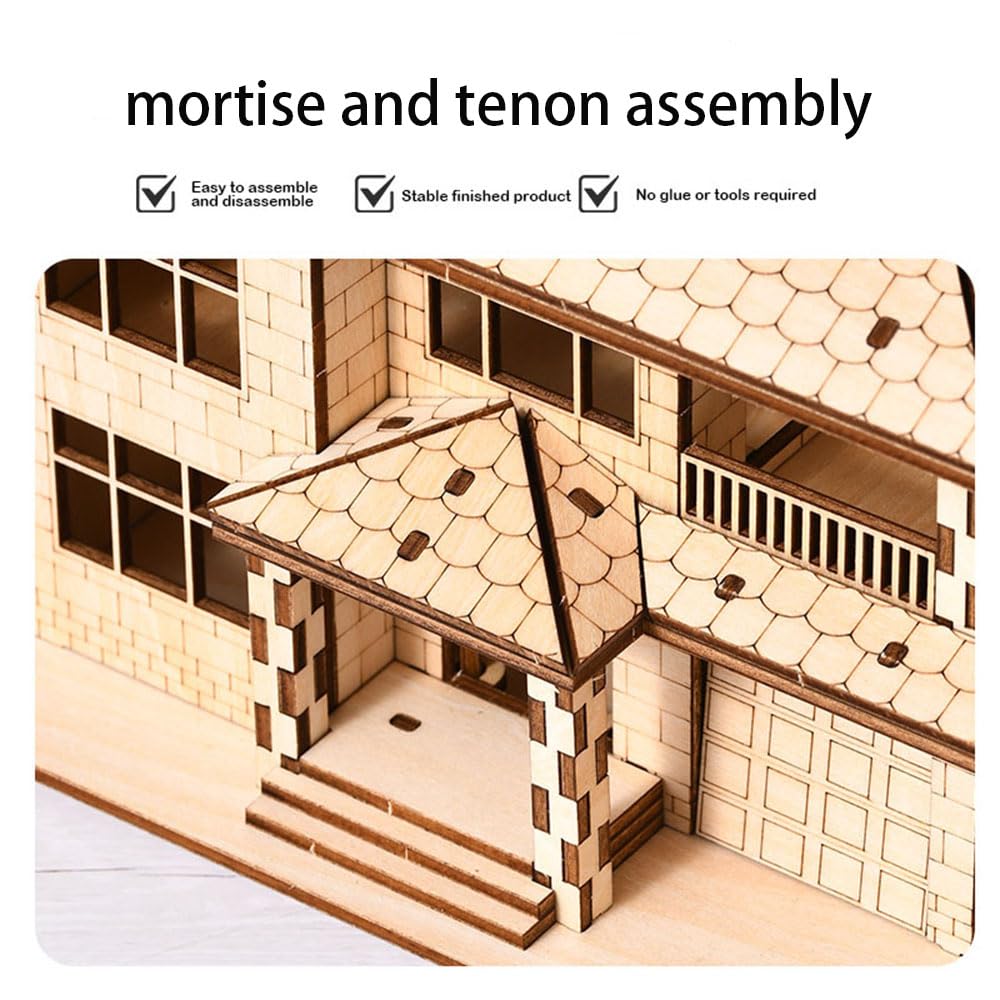 3D Wooden Puzzles for Adults,DIY Color Modern Villa Wooden Model Kits,Creative Art Ornaments,Gift on Birthday