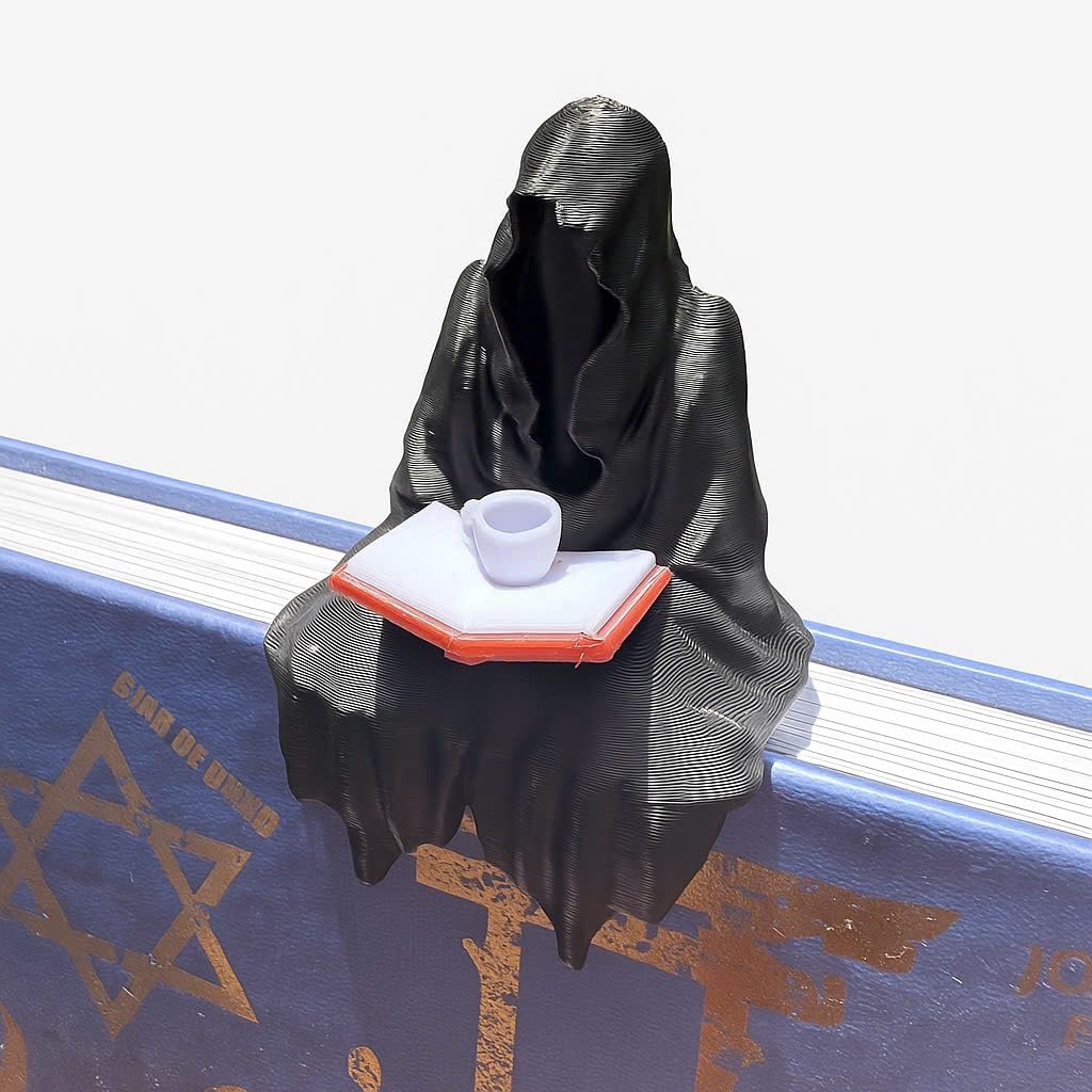 Grim Reaper Mini Figurine – Funny Halloween Decor for Coffee Fans – Gothic Desk Statue – 3D Printed Dark Humor Collectible for Office or Shelf