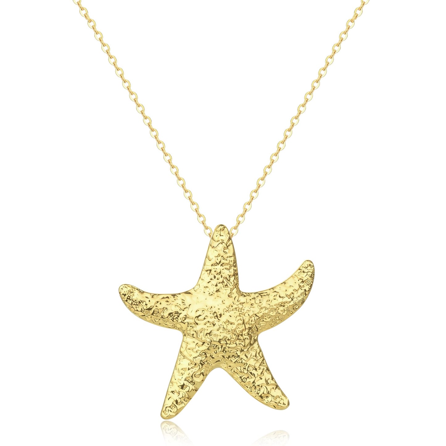 Seashell Starfish Necklace for Women Conch Shell Summer Pearl Beach 14k Gold Layered Dainty Choker (Big Starfish Necklace)