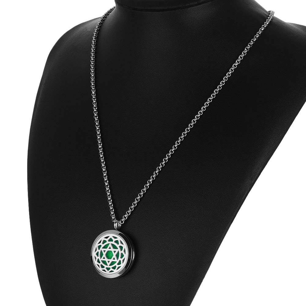Popeoiuh Aromatherapy Essential Oil Diffuser Necklace -Perfume Stainless Steel Pentagram Locket Pendant Jewelry for Women Men Birthday