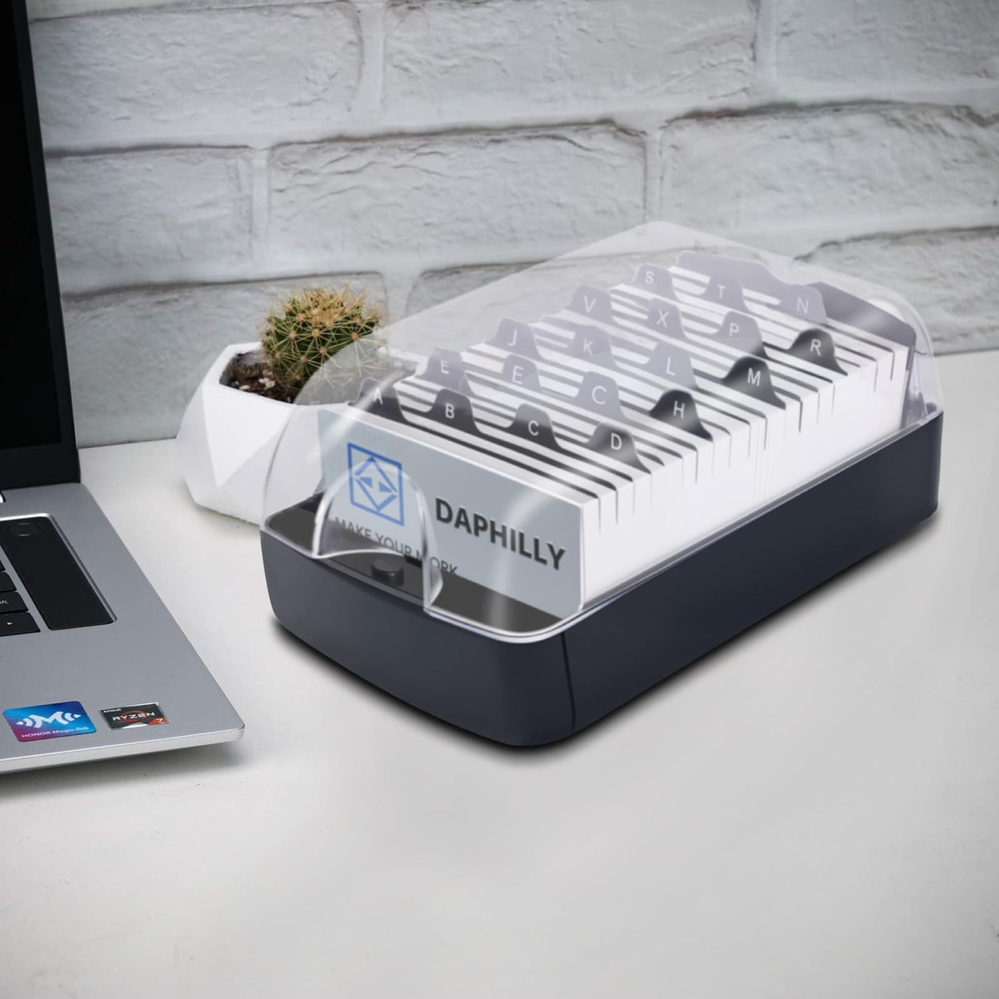 Daphilly Business Card Holder for Desk, Business Card Holder Organizer, Credit Card Organizer Case File Index Card Box Storage,with A-Z Tabs, Storage up to 350 Cards