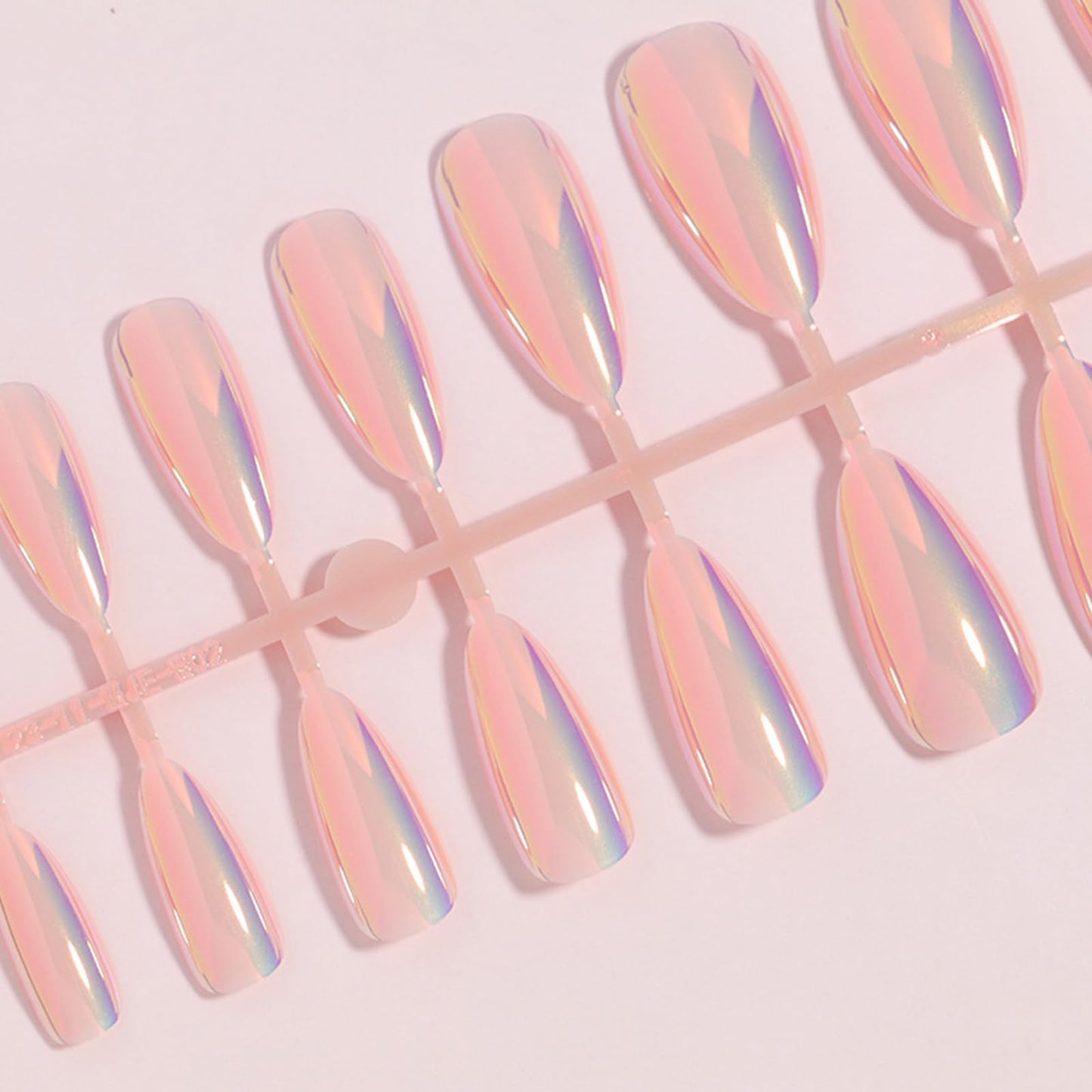 24Pcs Chrome Press on Nails Medium Almond Fake Nails Pink Aurora False Nails Glossy Quality Nail Tips Full Cover Glue on Nail Cute Acrylic Stick on Nails for Women Quick Manicure Kit