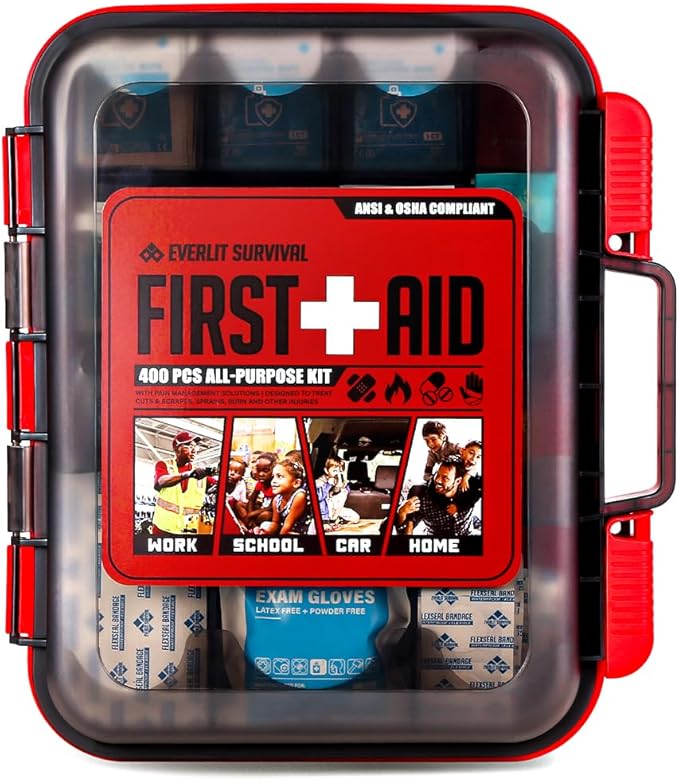 EVERLIT 400 Pcs OSHA/ANSI Compliant First Aid Kit Type III Class A Medical Kit Professional Med Kit Supplies for Contractors, Warehouse, Office, School, Home, Disaster, Car, Business, Restaurant