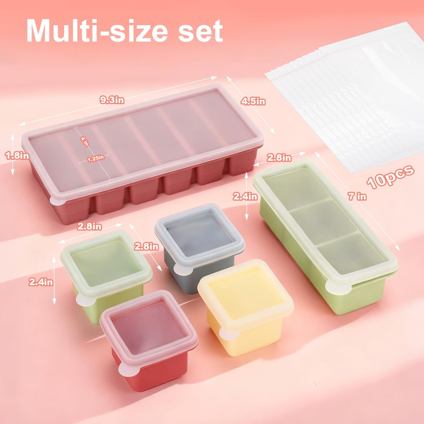Mity rain Silicone Freezer Trays Set for Soup Cubes, 6 Pack BPA Free 1/2 Cup Silicone Freezer Molds with Lids, Control Portion Soup Freezer Containers for Souper Food Cube Storage & Meal Prep