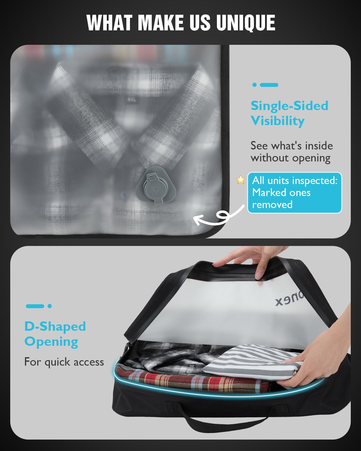 Gonex Vacuum Travel Bag with Pump, Reusable Compression Packing Bag with Handle & Transparent Window, Wide Opening, Waterproof Travel Storage Organizer for Carry-On Suitcase, Backpack (2PCS+Pump)