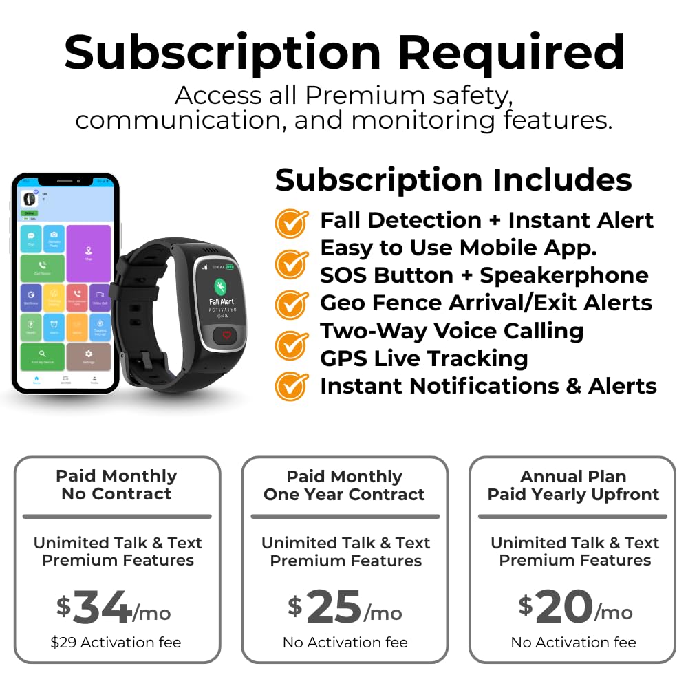 Seculife Smartwatch: Medical Alert Bracelet with GPS Tracker, Fall Detection Smart Watch, 2 Way Calling, SOS Button, Medical Watch, Emergency Device for Seniors, Life Alert System, Elderly Monitoring