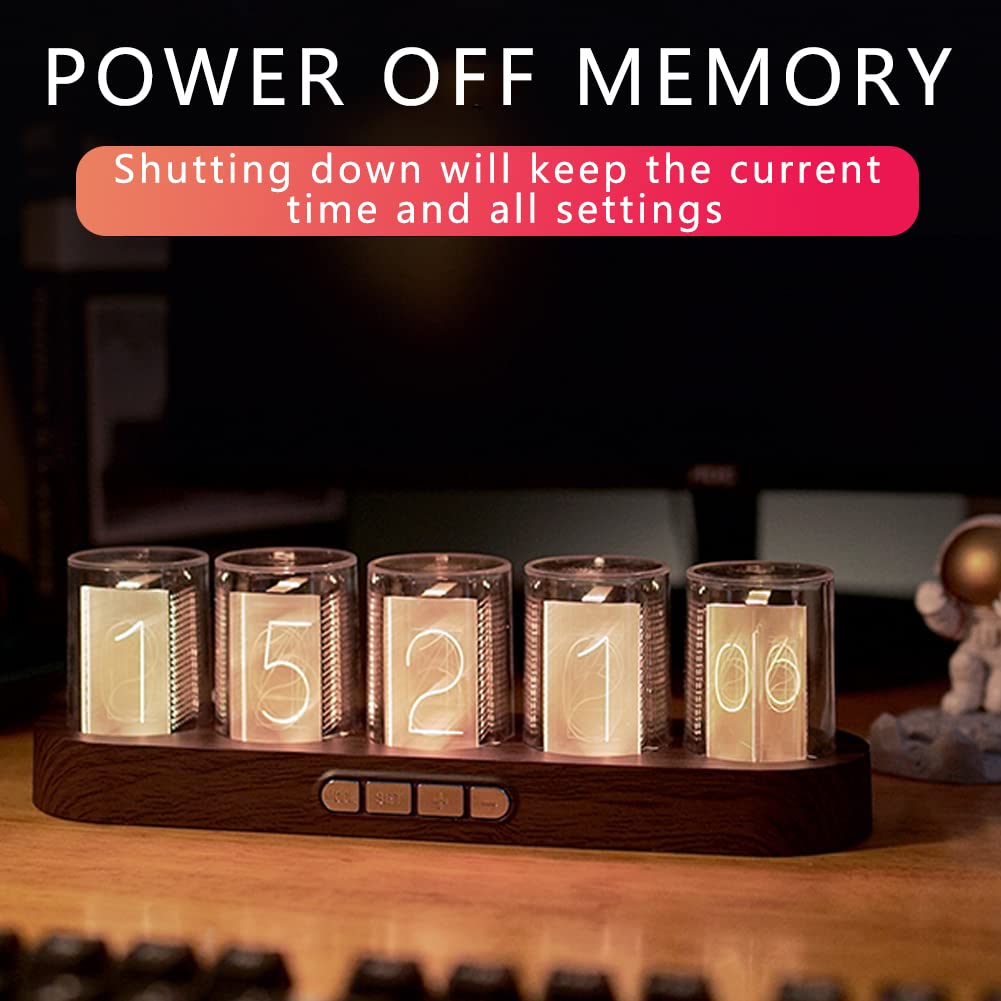 GUAZI STORE Imitation Nixie Tube Clock RGB Creative Clock 16 Million Colors, Mode Adjustments with Gift Box Packaging Can Be 01 01