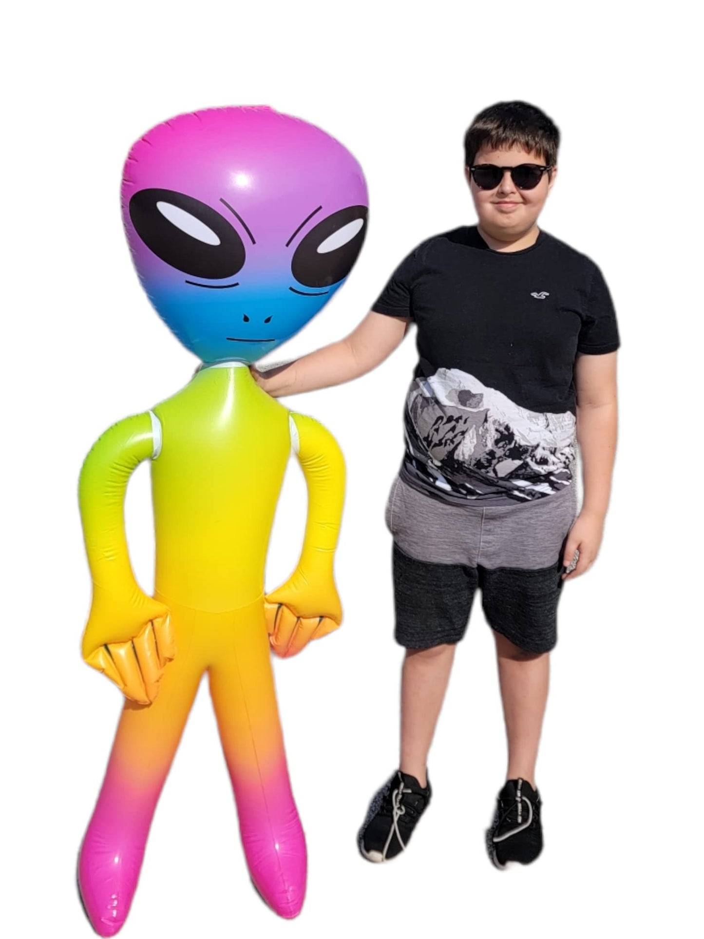 63" Giant Alien INFLATE (Vinyl) Galaxy/Rainbow/Tie Dye. Inflatable Huge Alien Figures on Hang Tag. (63" Giant Rainbow Alien INFLATE)