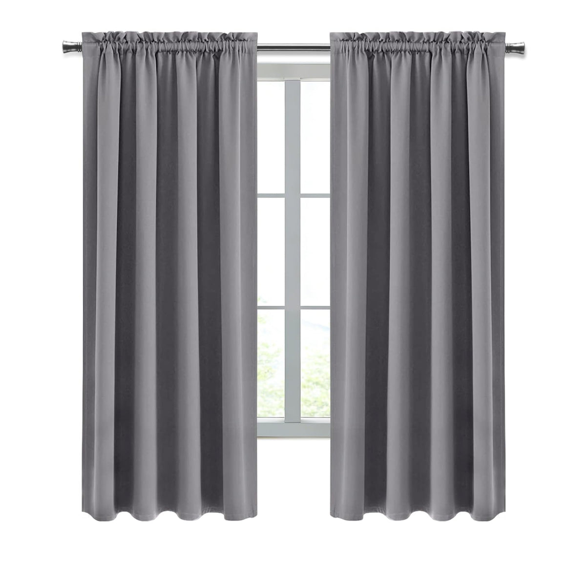 Blackout Curtains for Bedroom Living Room 38 x 72 Inch Long Grey (2 Count)