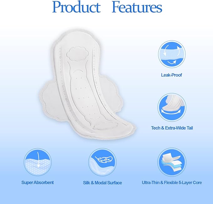 Ultra-Thin Sanitary Pads, Regular Daily Pad for Women, Breathable & Unscented Period Pads with Wings, Long-Lasting Freshness Feminine Care Menstrual Pad - 32 Count