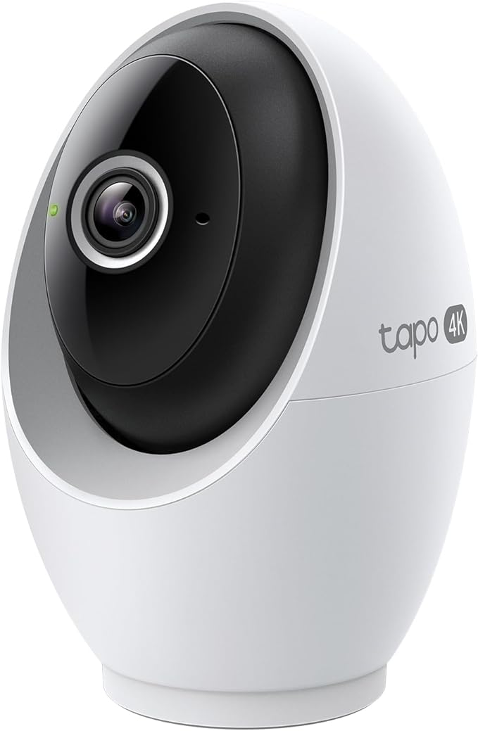 Tapo 4K Indoor Pan/Tilt Wired Security Camera - Works as a Baby Monitor, Person/Pet Detection, Facial Recognition, 360° AI Motion Tracking, Subscription-Free Local Storage or Optional Cloud, C260