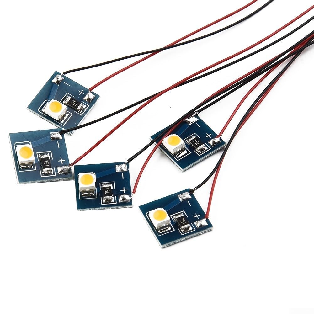 Clashpower 5pcs Model Train Pre-soldered Wired 12v LEDs for Model Railway Building Interior Lighting Decorations(Warm Light), AN1783C09GNC1EB8388223FY8F