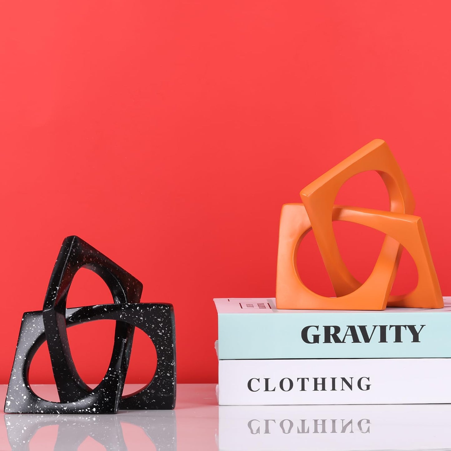 Modern Geometric Sculpture White Knot Statue Decor, Home Bookcase Centerpiece Jax Decorative, Tabletop Sculpture and Figurines, for Home Decor Accent Cube Ornaments