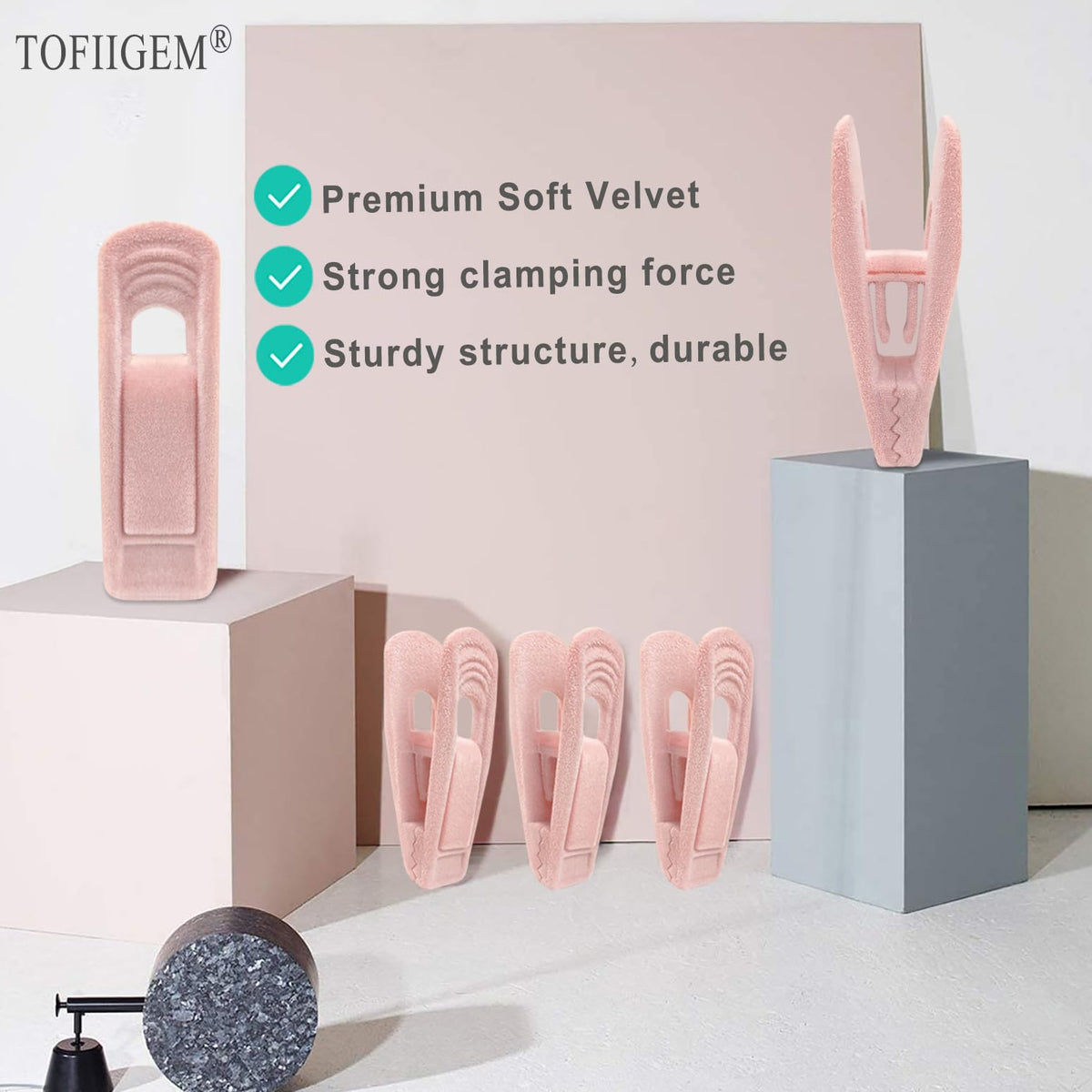 Light Pink Velvet Hangers Clips 20 PCS