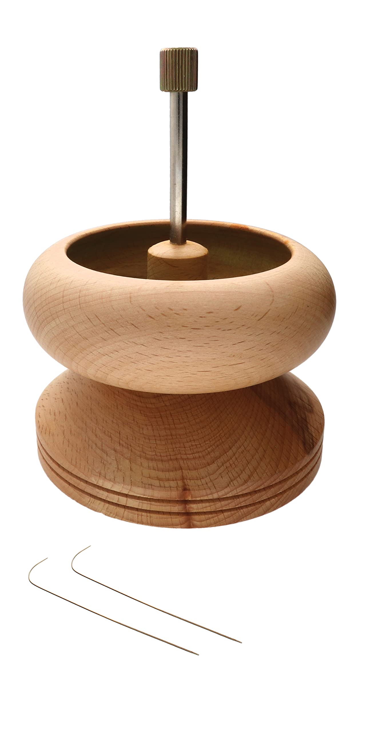 The Beadsmith Spin & String – Bead Stringing Wooden Spinning Wheel with 2 Needles, 4.4” High, 5.6” in Diameter, Quickly String Seed Beads for Jewelry