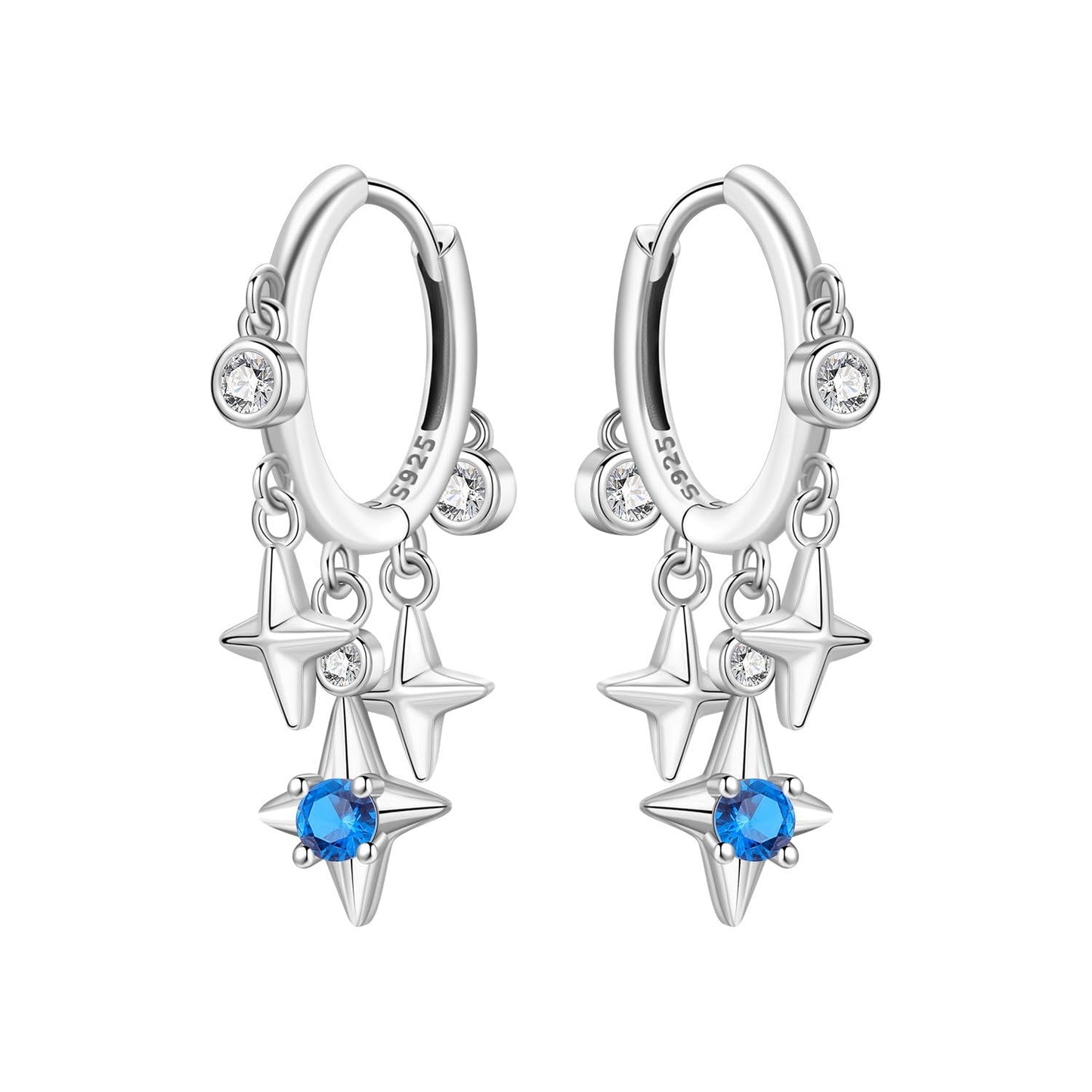 vireau 925 Sterling Silver Drop Earrings Dragonfly Flower Moon Star Dangle Earrings Hypoallergenic Sterling Silver Earrings Jewelry for Women (Starlight)