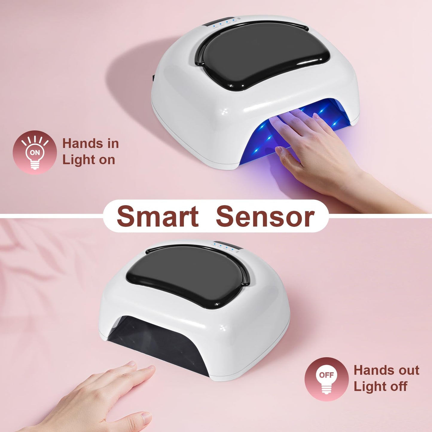 Ludysic Professional Rechargeable 96W UV LED Nail Lamp, Cordless Nail Dryer with 4 Timer Settings, Smart Sensor, Removable Metal Base Fast Curing Lamp for Salon and Home,White&Black