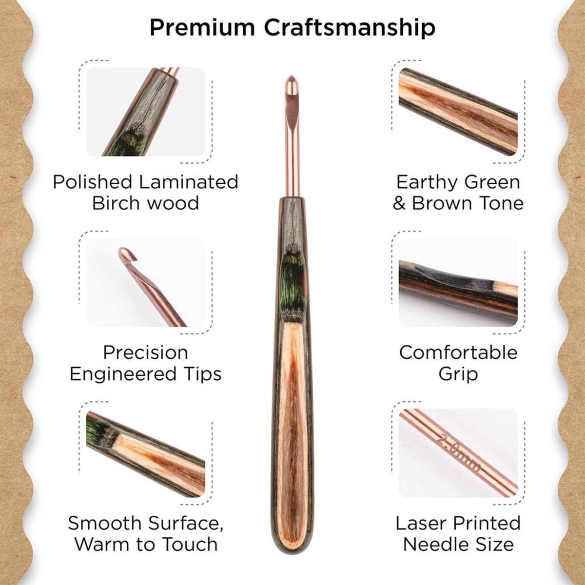 Knitter’s Pride Terra Deluxe Single-Ended Crochet Hook Set – 9 Sizes (2mm–6mm)