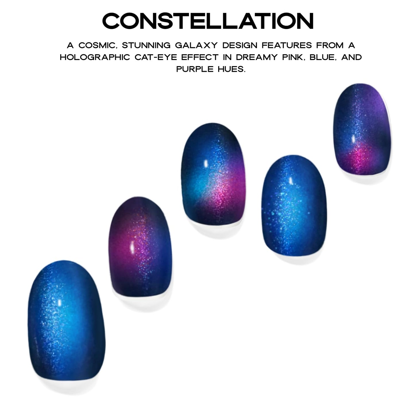 Semi Cured Gel Nail Strips with 30 Pieces – UV Gel Nail Stickers & Nail Wraps, Complete Manicure Kit Includes Prep Pads, Nail File and Wooden Stick, Easy Application, UV Light Required (Constellation)