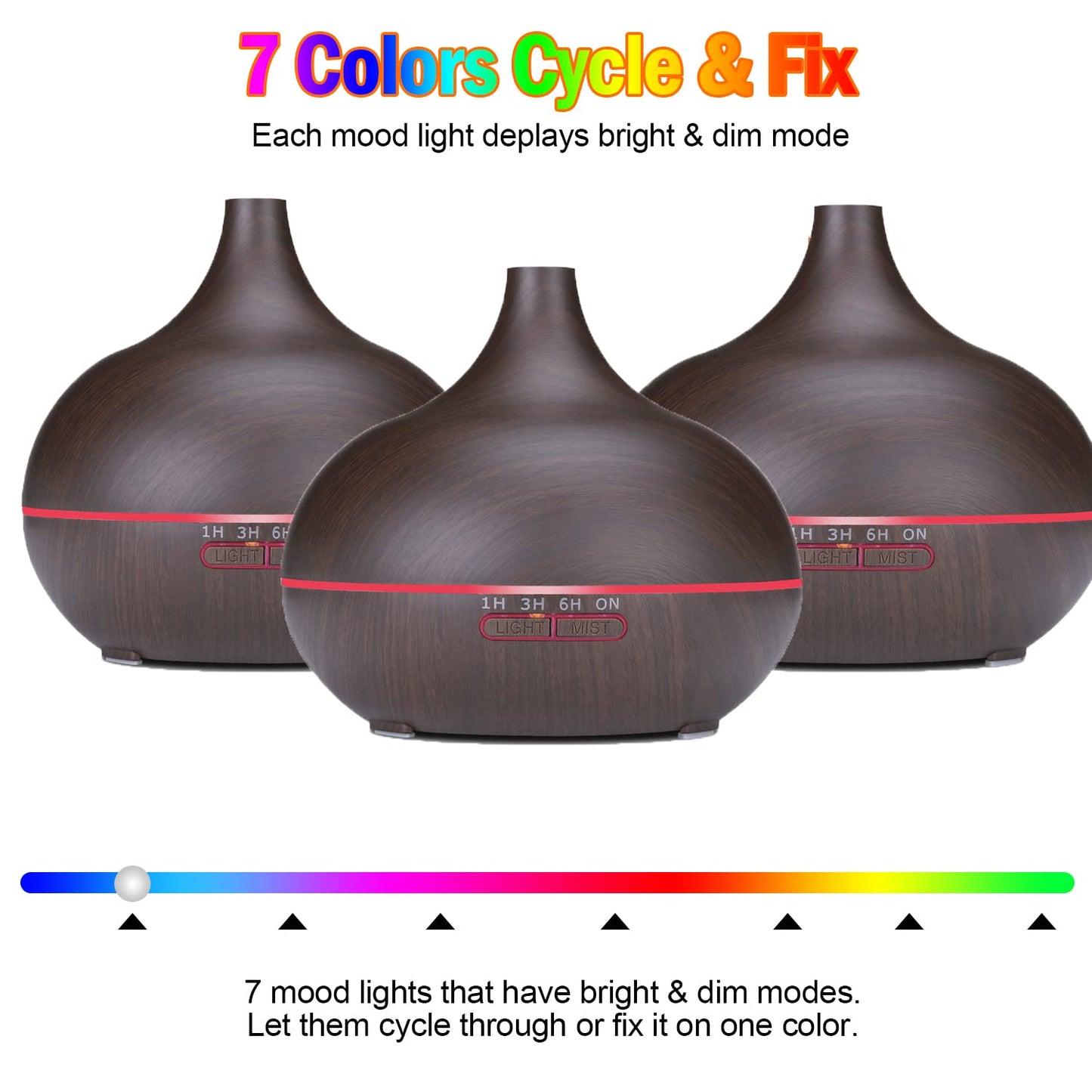Diffusers for Essential Oils Large Room 550ml Aroma Diffuser for Home, Ultra Quiet Aromatherapy Essential Oil Diffuser, Ultrasonic Cool Mist Humidifier with 7 Light Colors, Timer Setting