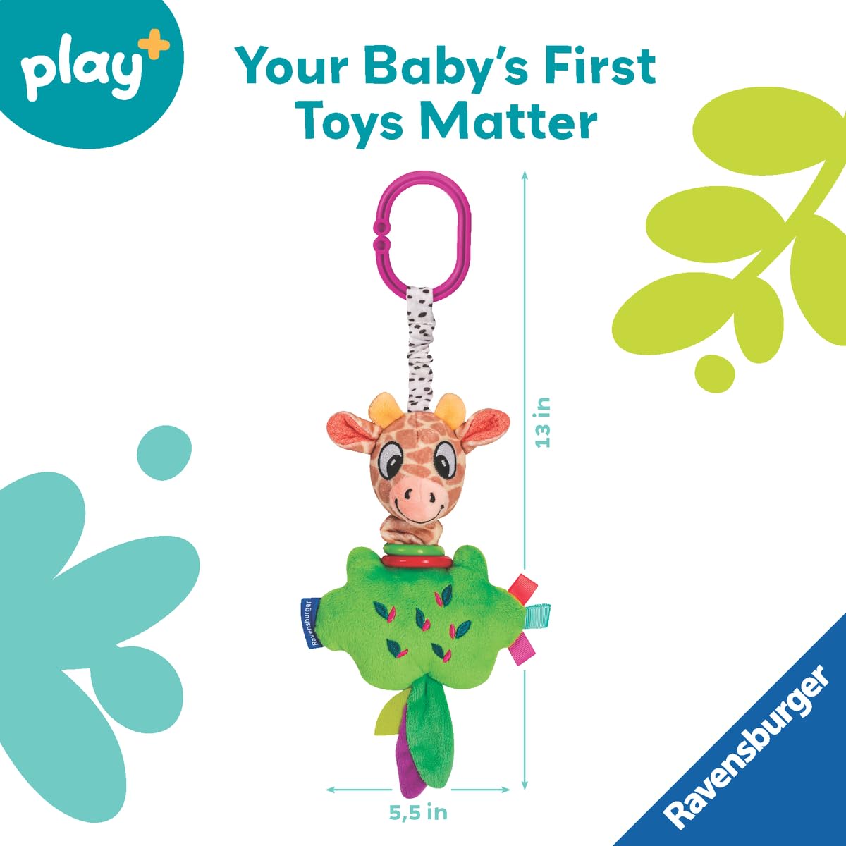 Ravensburger Play+ Pull & Wiggle - Giraffe | Interactive Movement Toy | Encourages Grasping & Cause-and-Effect Learning