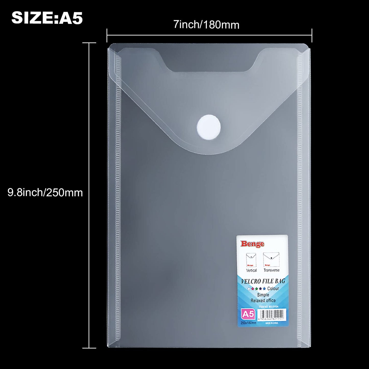 CYEAH 48 Pack Plastic Envelopes, 7 X 10" Clear Reusable Waterproof File Folder with Snap Button, A5 Clear Envelopes for School and Office Supplies