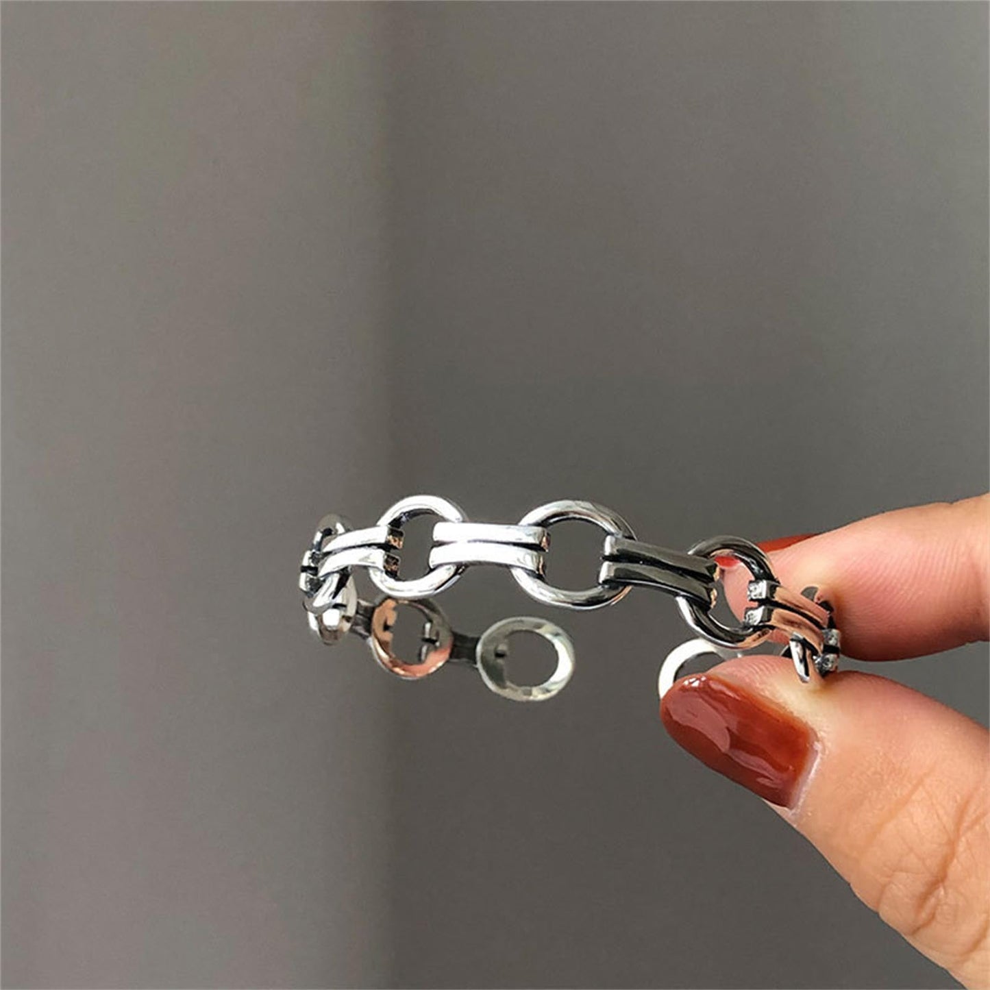 Handmade 925 Sterling Silver Bangle Bracelets For Women Men Round Chain Link Bangle Bracelets Dual Layered Hollow Cuff Bangles Open Adjustable Bangle Bracelets For Women Simple Silver Bangles Gifts