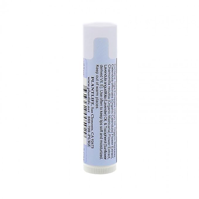 Plantlife Lavender Lip Balm - Organic Made with Beeswax, Calendula & Chamomile - Soothing Balm for Chapped Lips - Moisturize Lips & Works on Minor Cuts - Made in California