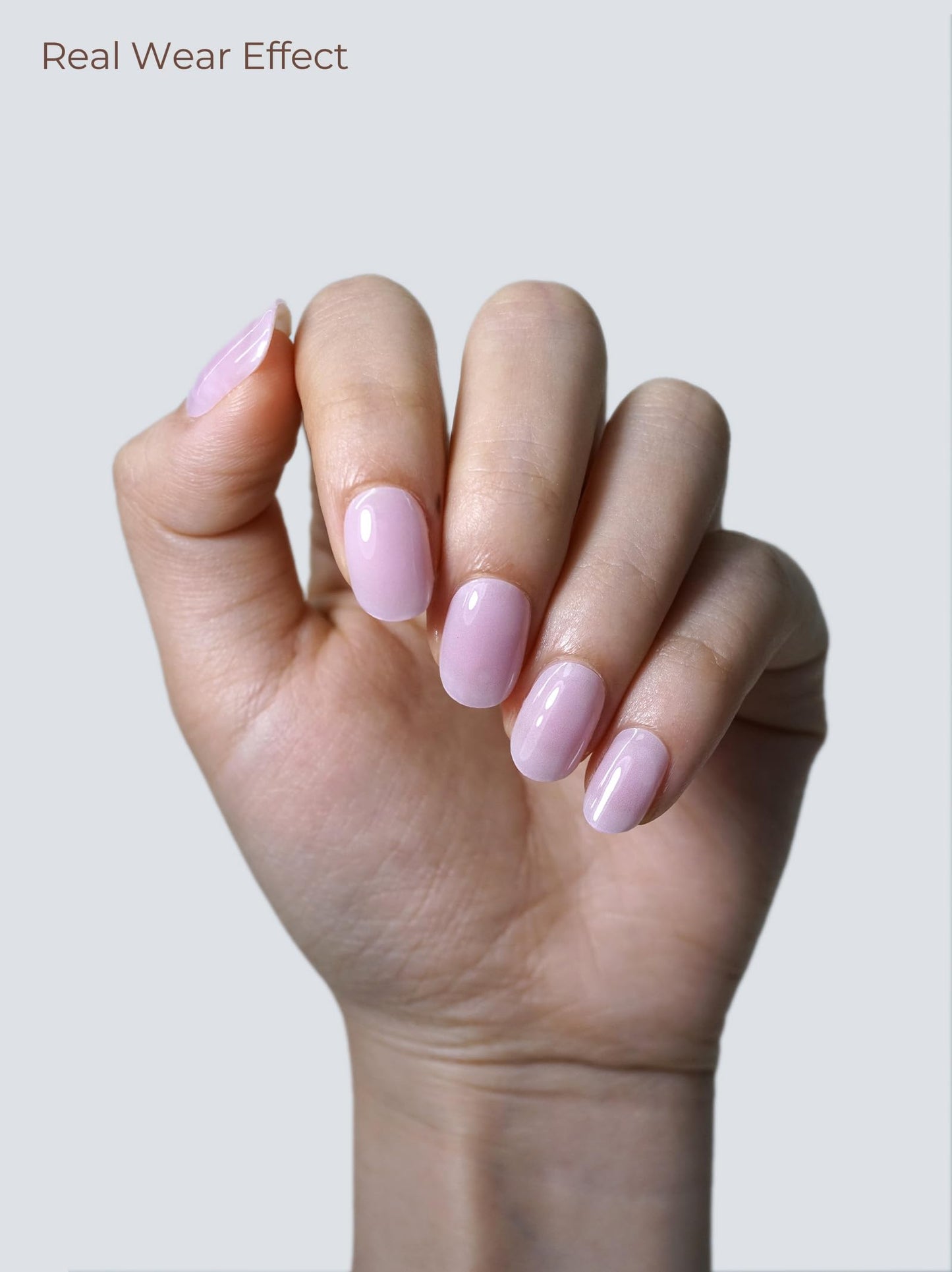 Beaolata Real Gel Nail Strips (No UV Light Needed) - 44Pcs Salon Quality Nail Stickers - Long Lasting Polish Wraps for Women, Easy Apply & Remove (Jelly Pink)