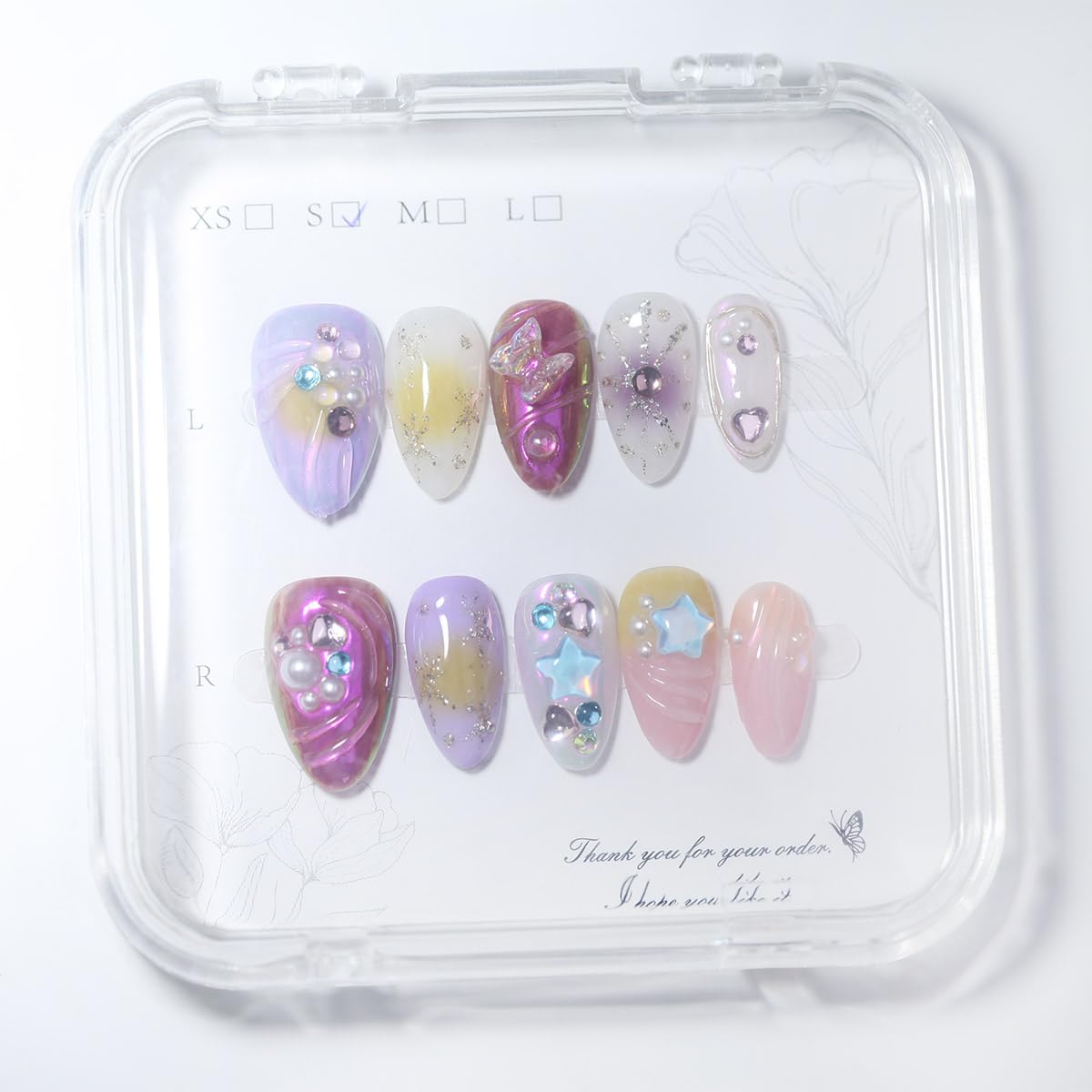 10 Solid Color Handmade Press On Nails | French design False Nails | Skip Salon Trips, Easy to Apply & Remove, Reusable (RR03,XS)